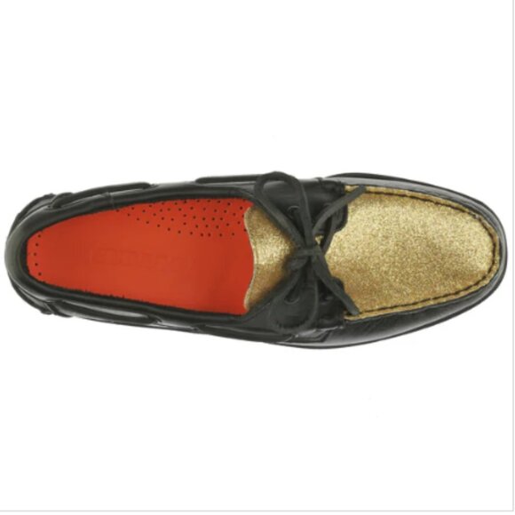 NEW SEBAGO  wome Leather Portland Vamp Glitter Flats black 253 - Picture 2 of 8